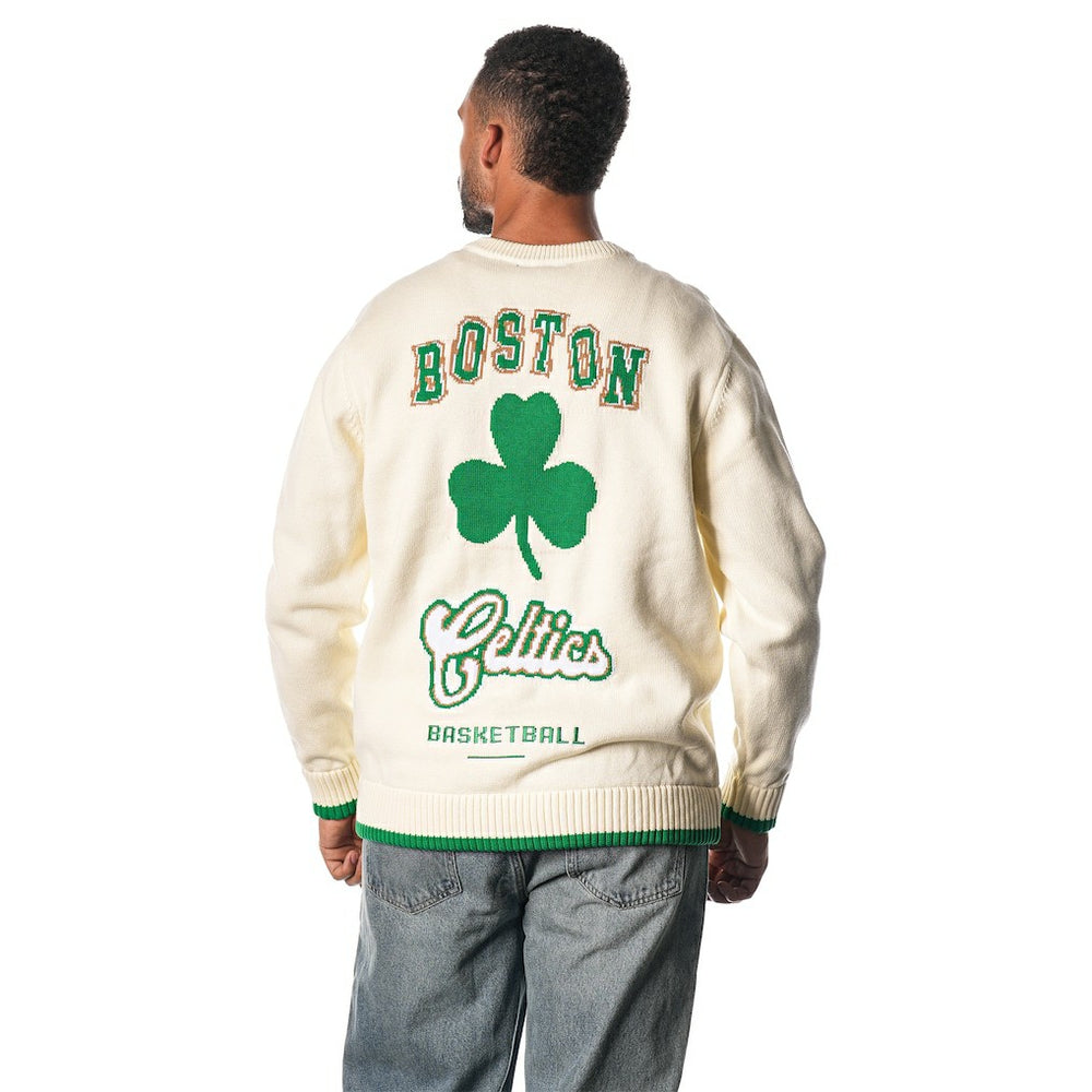Boston Celtics The Wild Collective Unisex Jacquard Knit Pullover Sweater Cream