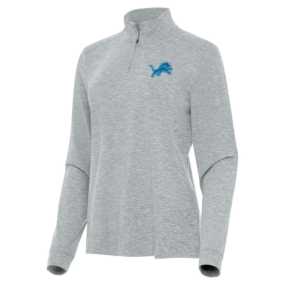 Detroit Lions Antigua Women's Mentor Quarter-Zip Jacket Heather Gray