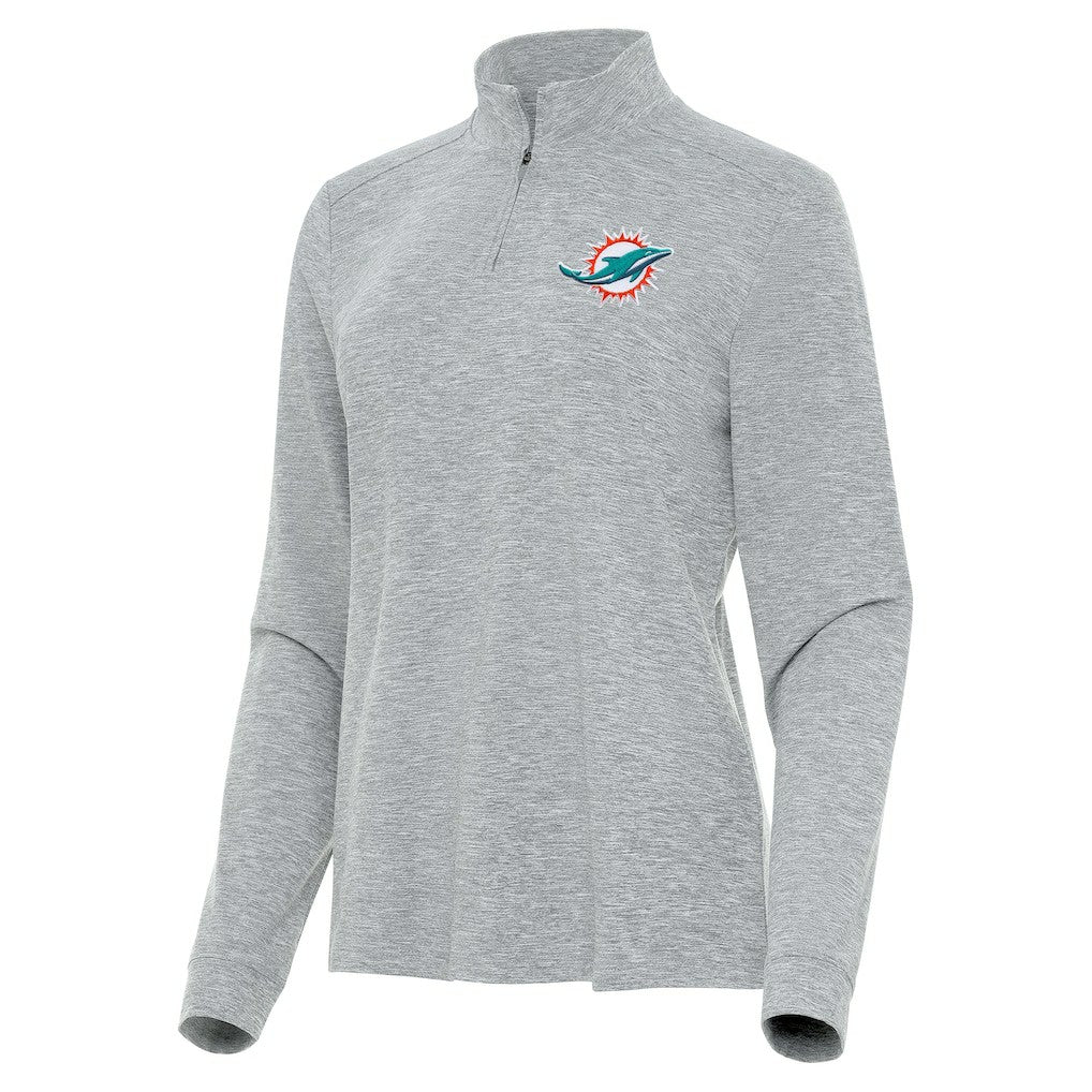 Miami Dolphins Antigua Women's Mentor Quarter-Zip Jacket Heather Gray