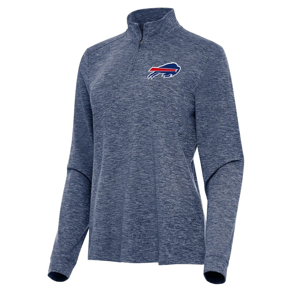 Buffalo Bills Antigua Women's Mentor Quarter-Zip Jacket Heather Navy
