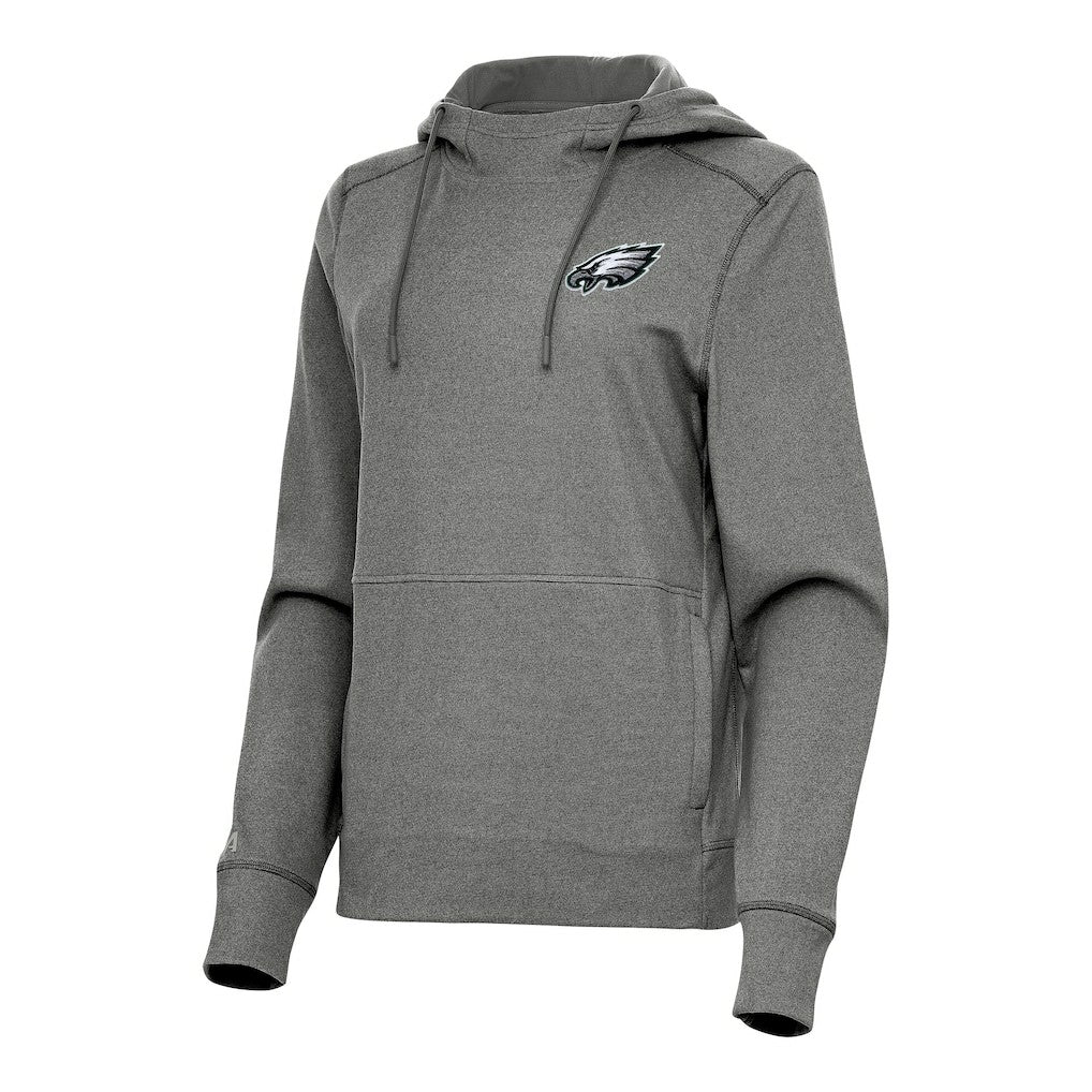 Philadelphia Eagles Antigua Women's Justice Pullover Hoodie Heather Black
