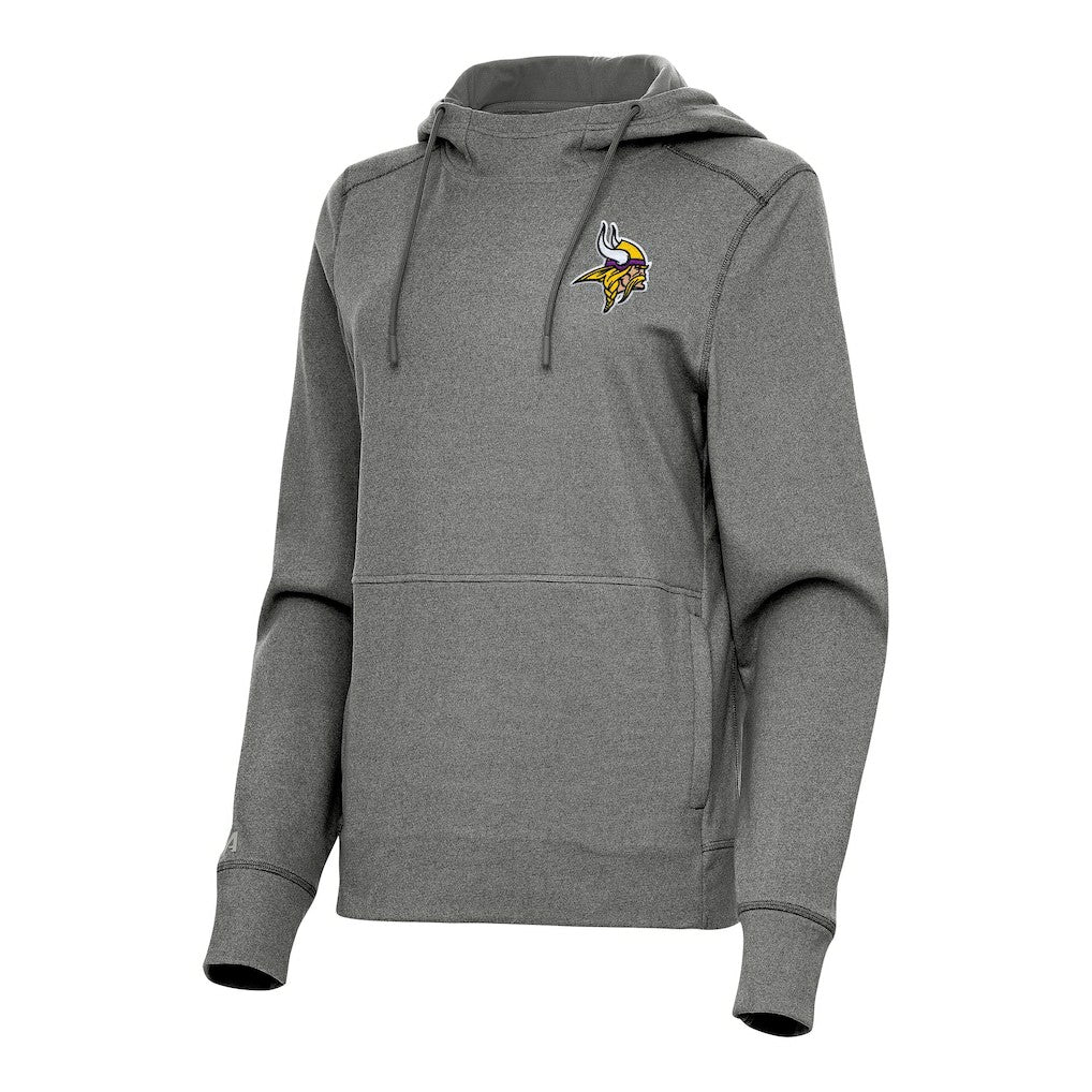 Minnesota Vikings Antigua Women's Justice Pullover Hoodie Heather Black