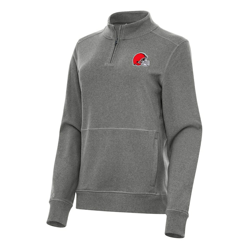 Cleveland Browns Antigua Women's Crush Quarter-Zip Jacket Heather Black
