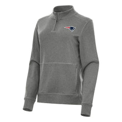 New England Patriots Antigua Women's Crush Quarter-Zip Jacket Heather Black