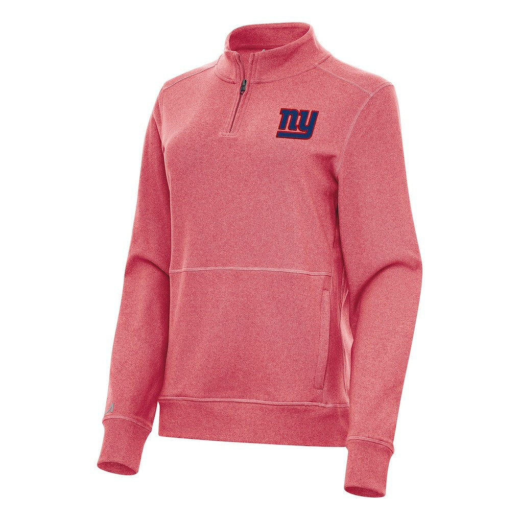 New York Giants Antigua Women's Crush Quarter-Zip Jacket Heather Red