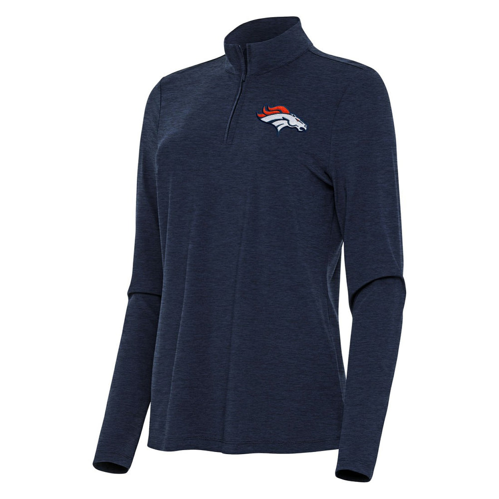 Denver Broncos Antigua Women's Bright Quarter-Zip Sweatshirt Heather Navy
