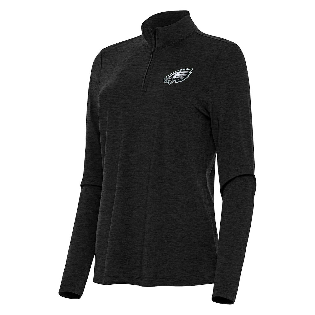 Philadelphia Eagles Antigua Women's Bright Quarter-Zip Sweatshirt Heather Black