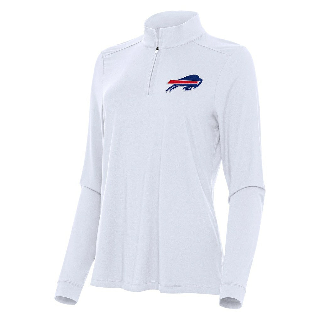 Buffalo Bills Antigua Women's Intent Quarter-Zip Sweatshirt White