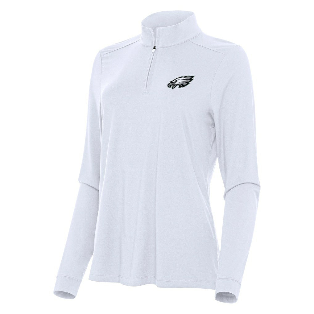 Philadelphia Eagles Antigua Women's Intent Quarter-Zip Sweatshirt White