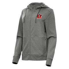 Cincinnati Bengals Antigua Women's Seeker Full-Zip Hoodie Jacket Heather Charcoal
