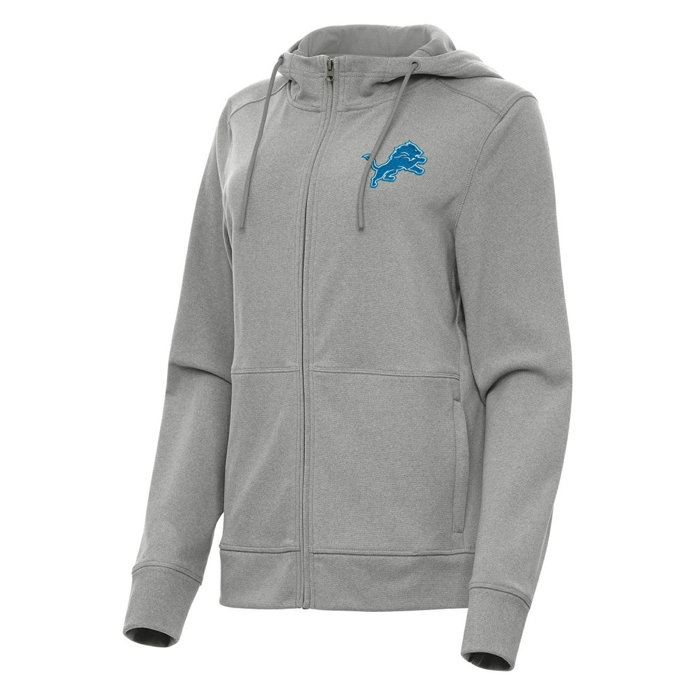 Detroit Lions Antigua Women's Seeker Full-Zip Hoodie Jacket Heather Gray
