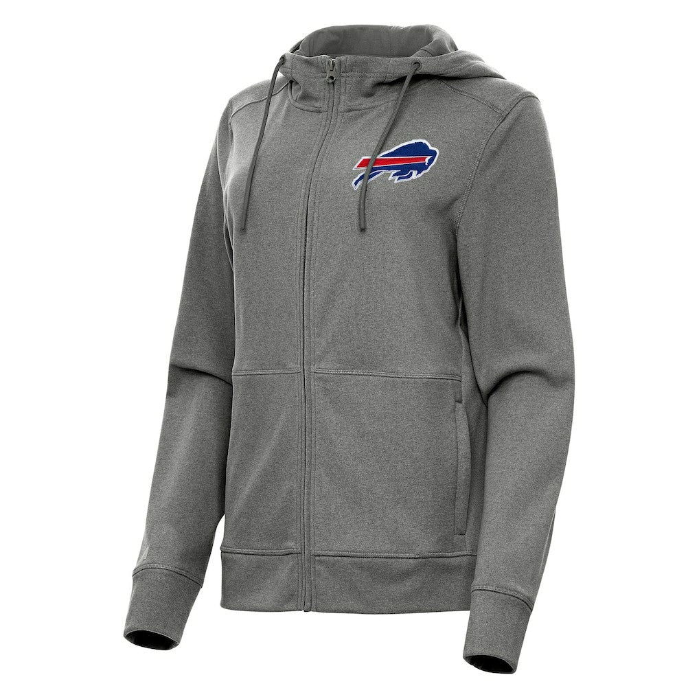 Buffalo Bills Antigua Women's Seeker Full-Zip Hoodie Jacket Heather Charcoal