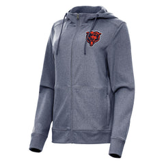Chicago Bears Antigua Women's Seeker Full-Zip Hoodie Jacket Heather Navy