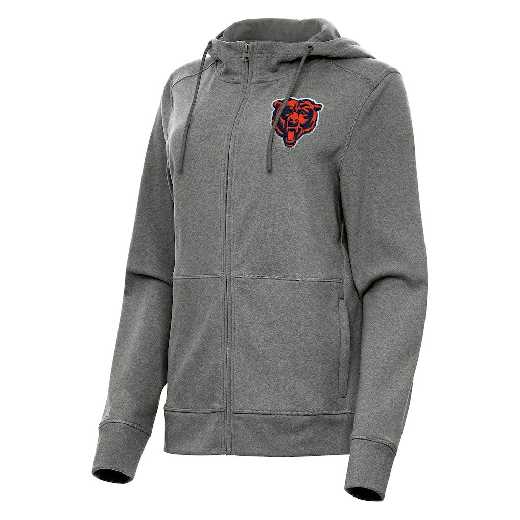 Chicago Bears Antigua Women's Seeker Full-Zip Hoodie Jacket Heather Charcoal