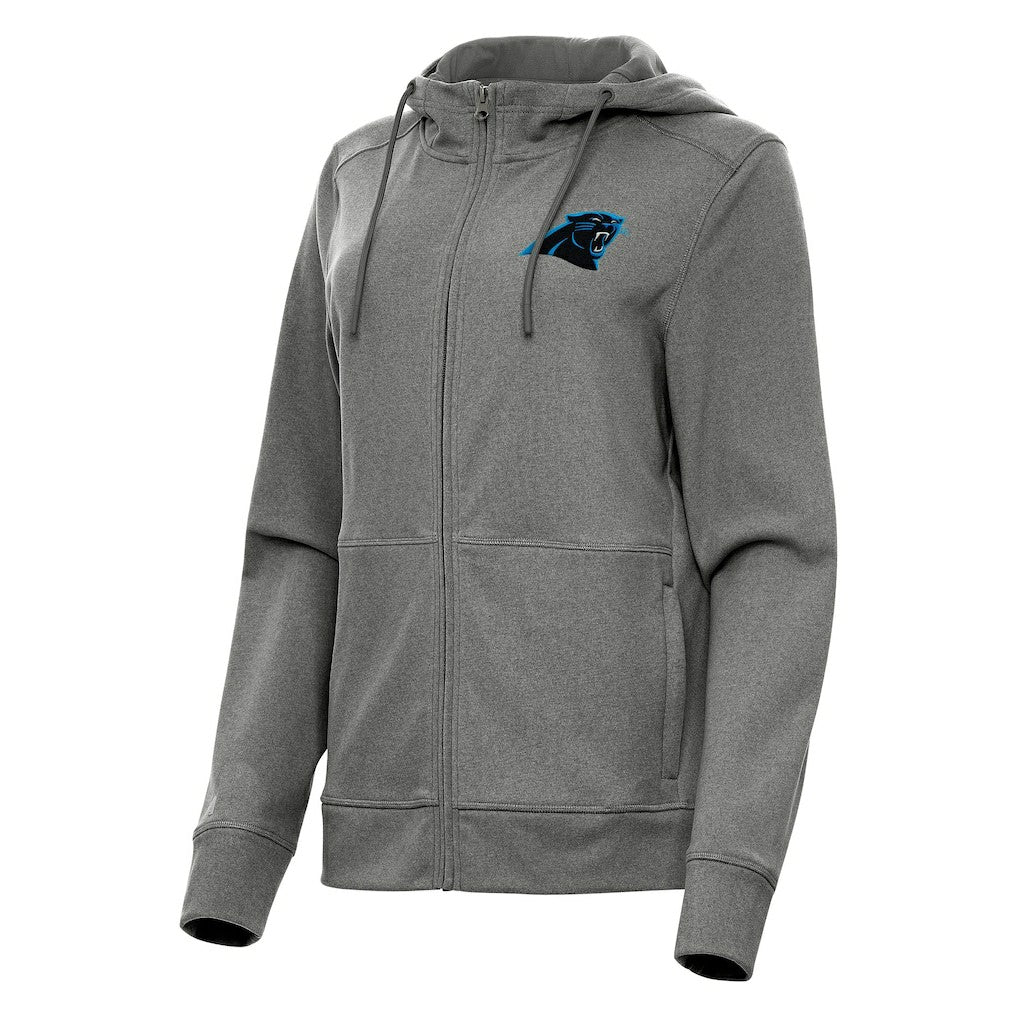 Carolina Panthers Antigua Women's Seeker Full-Zip Hoodie Jacket Heather Charcoal