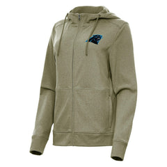 Carolina Panthers Antigua Women's Seeker Full-Zip Hoodie Jacket Heather Olive