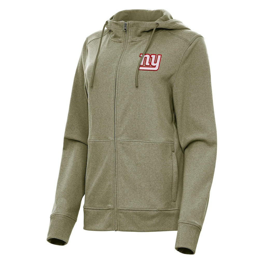 New York Giants Antigua Women's Seeker Full-Zip Hoodie Jacket Heather Olive