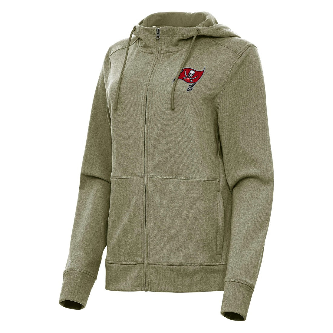 Tampa Bay Buccaneers Antigua Women's Seeker Full-Zip Hoodie Jacket Heather Olive