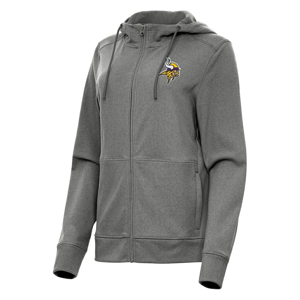 Minnesota Vikings Antigua Women's Seeker Full-Zip Hoodie Jacket Heather Charcoal