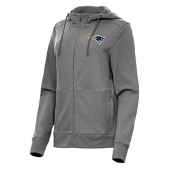 New England Patriots Antigua Women's Seeker Full-Zip Hoodie Jacket Heather Charcoal