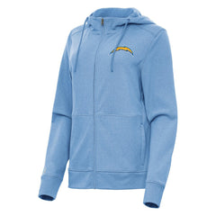 Los Angeles Chargers Antigua Women's Seeker Full-Zip Hoodie Jacket Heather Powder Blue