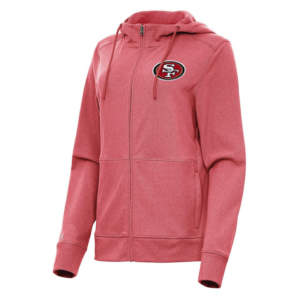 San Francisco 49ers Antigua Women's Seeker Full-Zip Hoodie Jacket Heather Scarlet