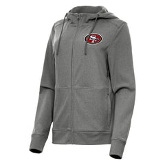 San Francisco 49ers Antigua Women's Seeker Full-Zip Hoodie Jacket Heather Charcoal