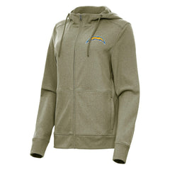 Los Angeles Chargers Antigua Women's Seeker Full-Zip Hoodie Jacket Heather Olive