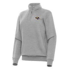 Baltimore Ravens Antigua Women's Victory Quarter-Zip Top Heather Gray