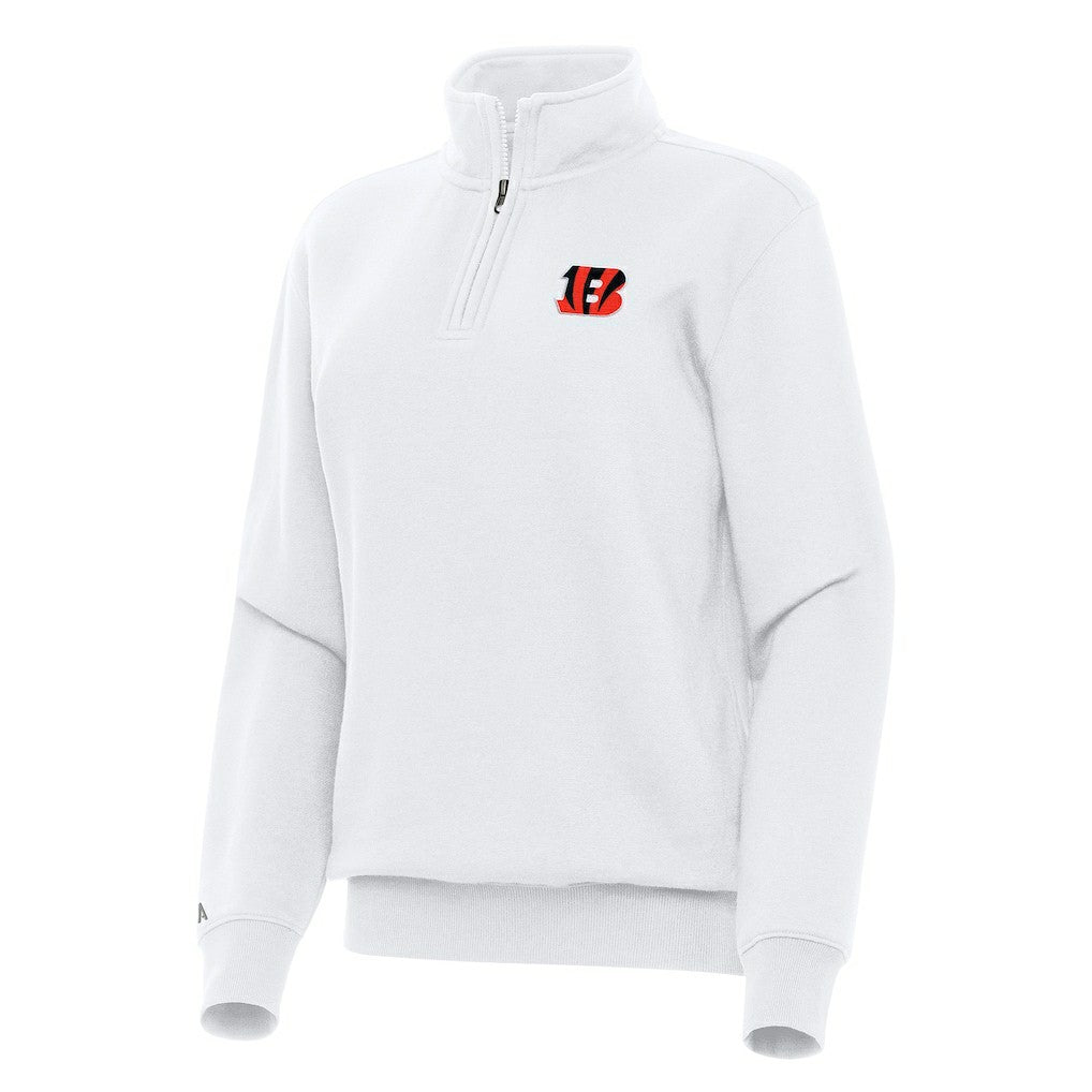 Cincinnati Bengals Antigua Women's Victory Quarter-Zip Top White