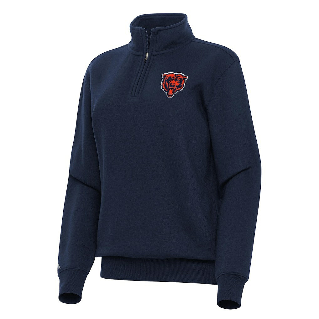 Chicago Bears Antigua Women's Victory Quarter-Zip Top Navy