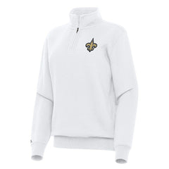 New Orleans Saints Antigua Women's Victory Quarter-Zip Top White