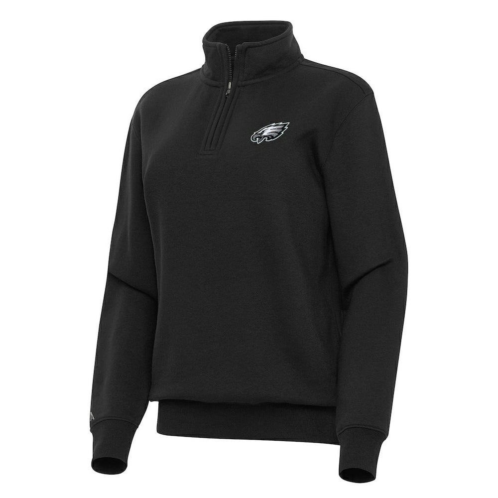Philadelphia Eagles Antigua Women's Victory Quarter-Zip Top Black