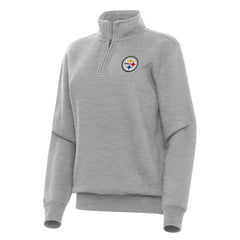 Pittsburgh Steelers Antigua Women's Victory Quarter-Zip Top Heather Gray