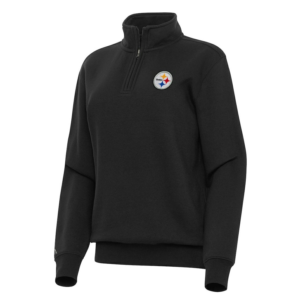 Pittsburgh Steelers Antigua Women's Victory Quarter-Zip Top Black