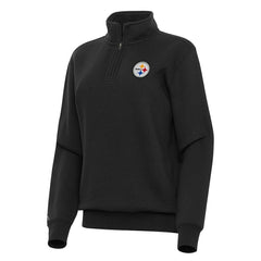 Pittsburgh Steelers Antigua Women's Victory Quarter-Zip Top Black