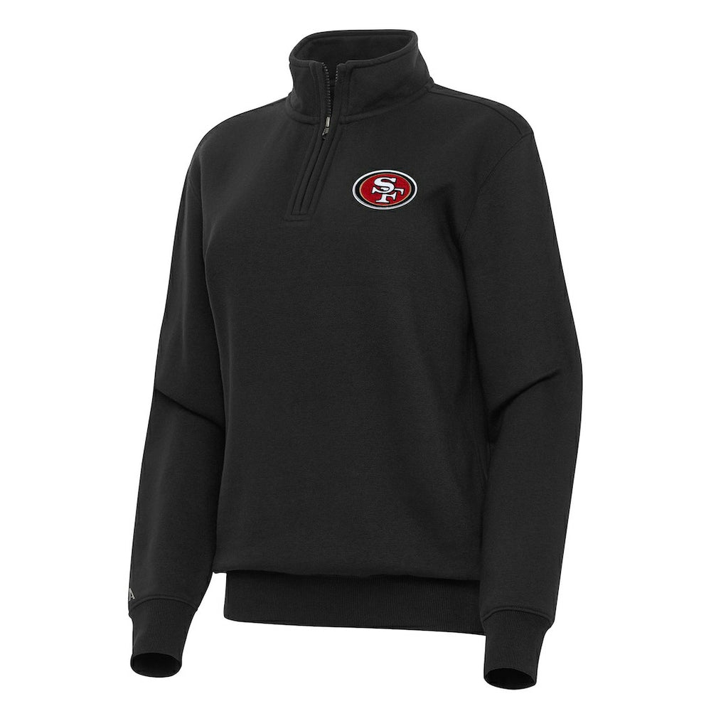 San Francisco 49ers Antigua Women's Victory Quarter-Zip Top Black