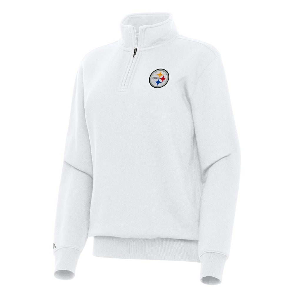 Pittsburgh Steelers Antigua Women's Victory Quarter-Zip Top White