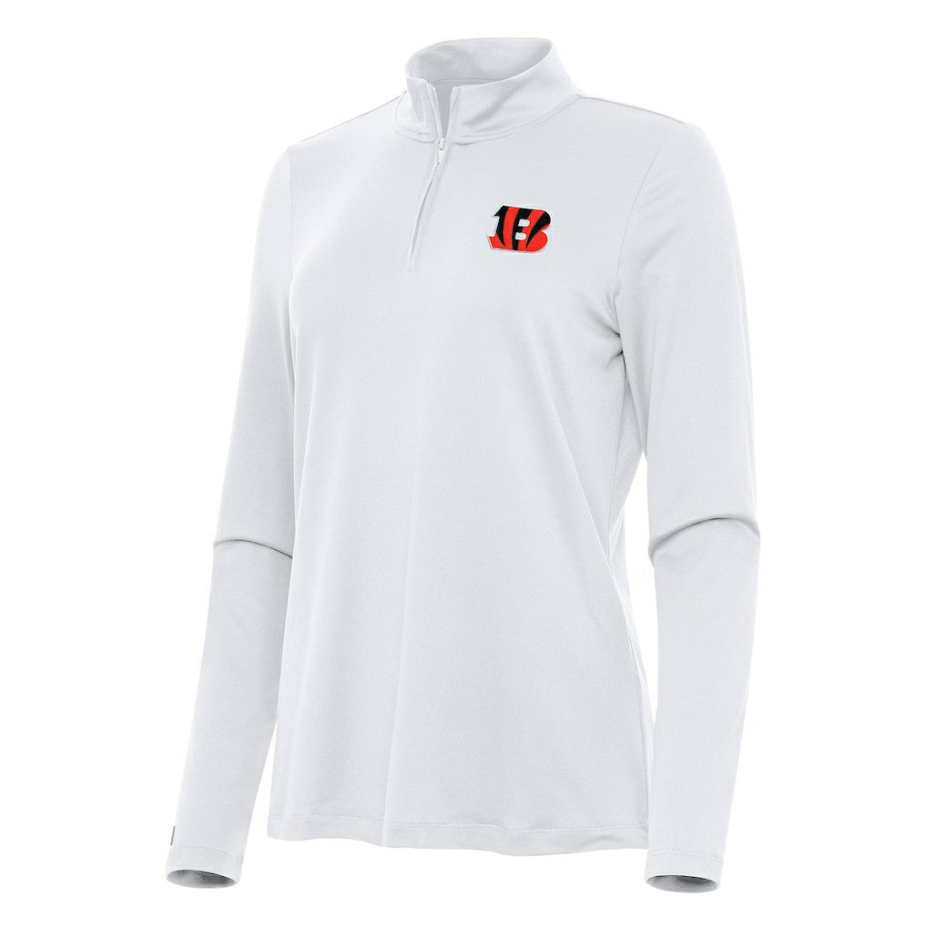 Cincinnati Bengals Antigua Women's Reprocess Quarter-Zip Top White