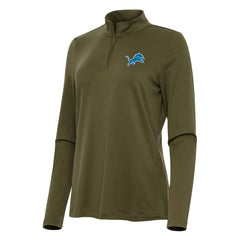 Detroit Lions Antigua Women's Reprocess Quarter-Zip Top Olive