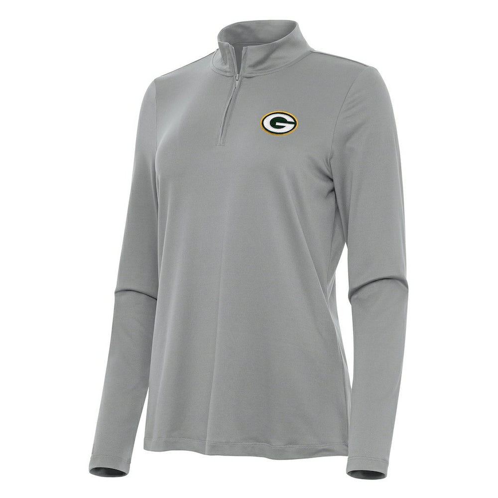 Green Bay Packers Antigua Women's Reprocess Quarter-Zip Top Gray