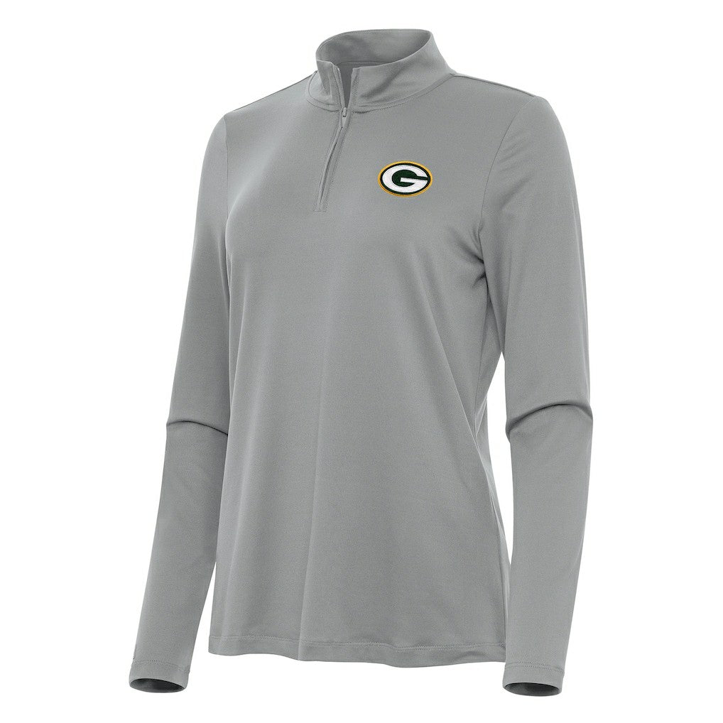 Green Bay Packers Antigua Women's Reprocess Quarter-Zip Top Gray