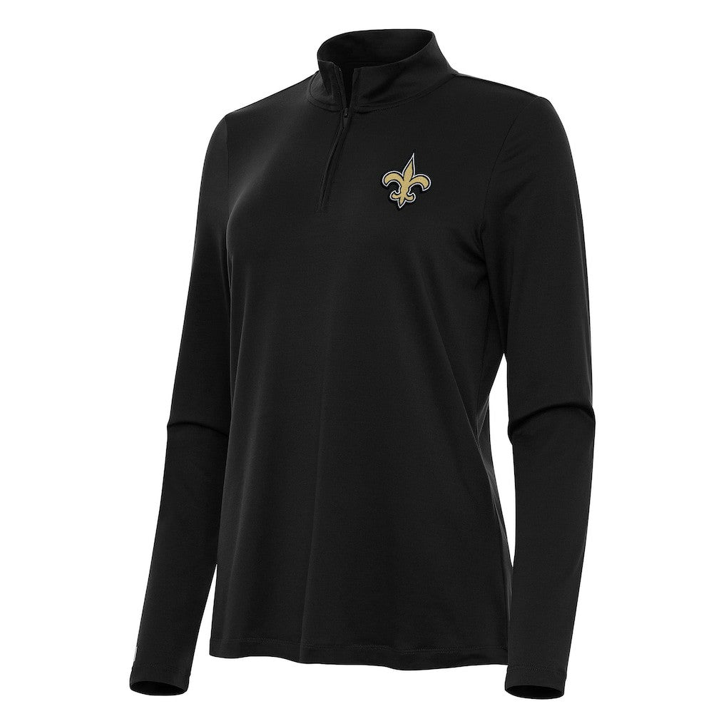 New Orleans Saints Antigua Women's Reprocess Quarter-Zip Top Black