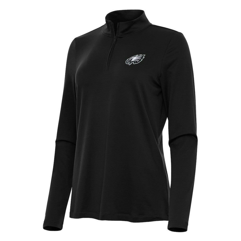 Philadelphia Eagles Antigua Women's Reprocess Quarter-Zip Top Black