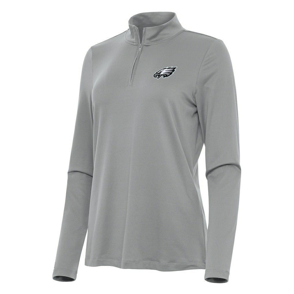 Philadelphia Eagles Antigua Women's Reprocess Quarter-Zip Top Gray