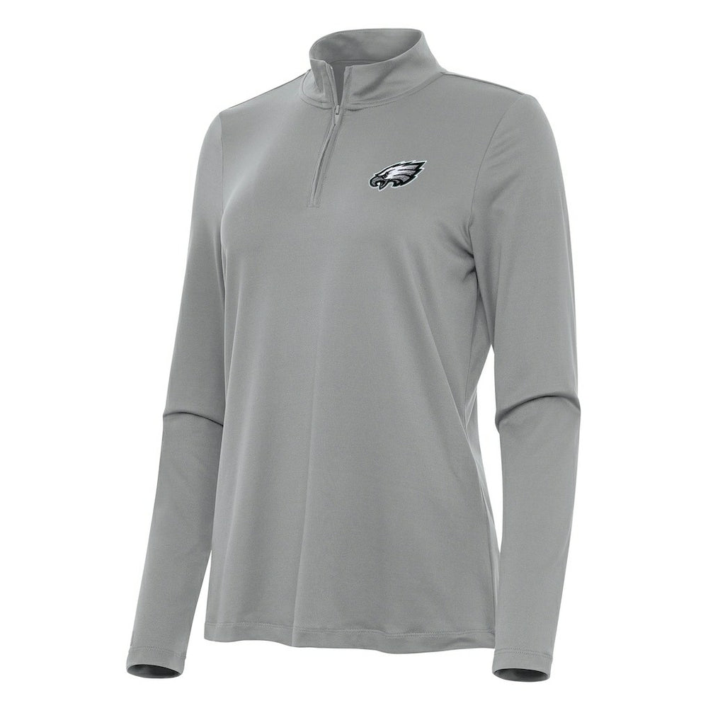 Philadelphia Eagles Antigua Women's Reprocess Quarter-Zip Top Gray
