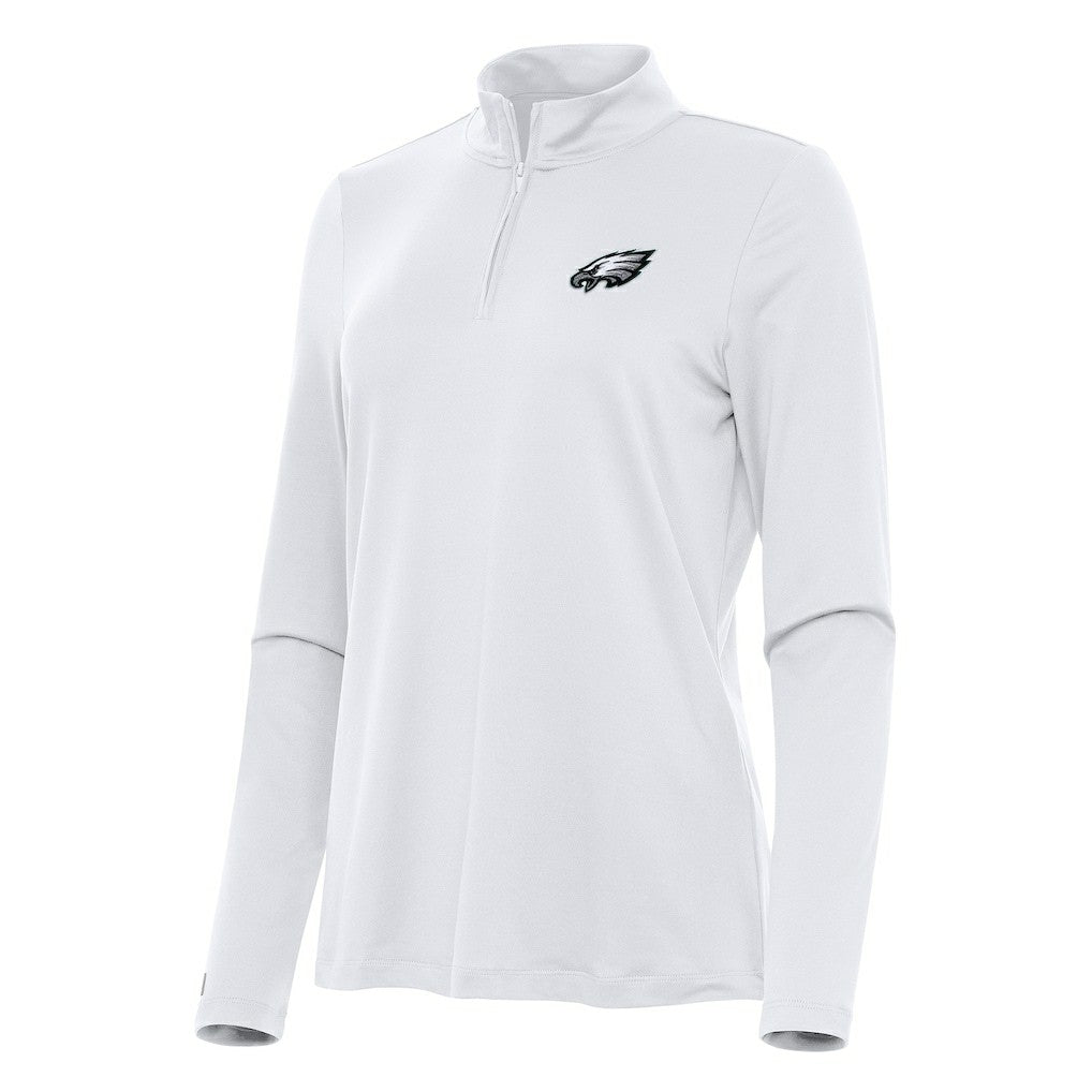 Philadelphia Eagles Antigua Women's Reprocess Quarter-Zip Top White