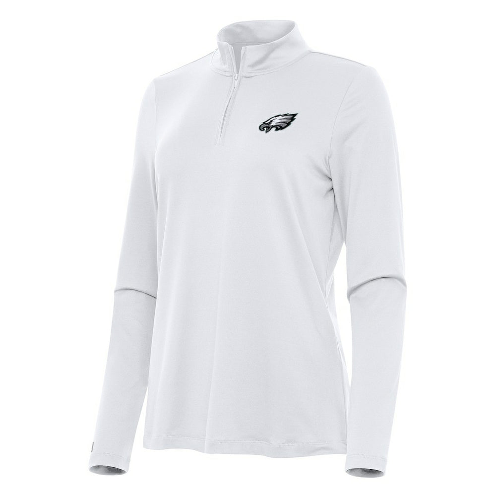 Philadelphia Eagles Antigua Women's Reprocess Quarter-Zip Top White