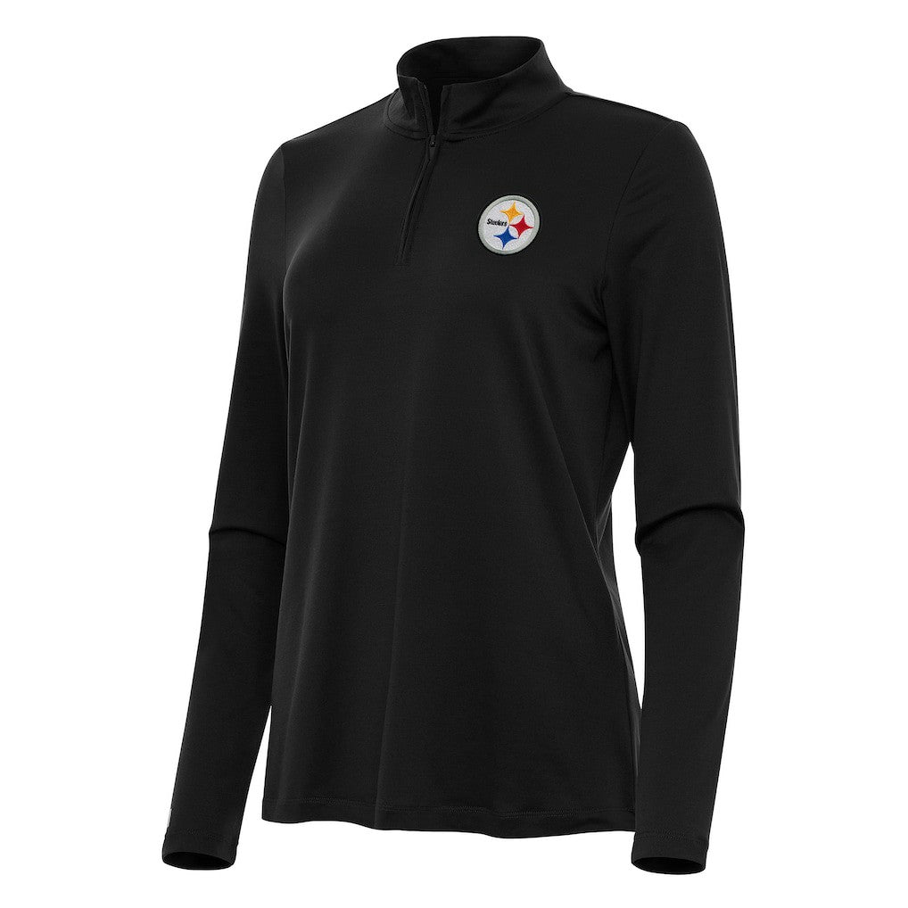 Pittsburgh Steelers Antigua Women's Reprocess Quarter-Zip Top Black