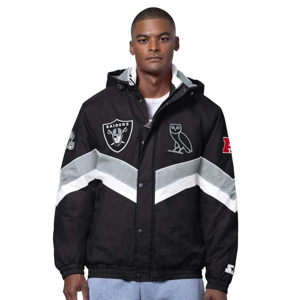 Las Vegas Raiders OVO x Starter Sideline Full-Snap Puffer Jacket Black